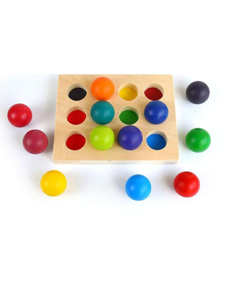 Bolas de Madera Arcoíris MODERNGENIC 12 Piezas Montessori Bolas de Madera Arcoíris MODERNGENIC 12 Piezas Montessori