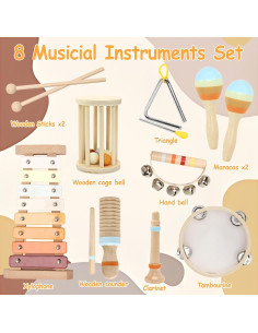 Conjunto de Instrumentos Musicales Montessori Autotechnx 8 Piezas 2