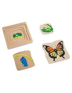 Rompecabezas Montessori Ciclo de Vida de la Mariposa 4 Capas