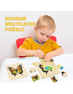 Rompecabezas Montessori Ciclo de Vida de la Mariposa 4 Capas 2
