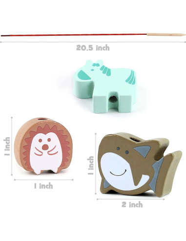 LovesTown 67 Perlas de Enhebrar de Madera para Niños