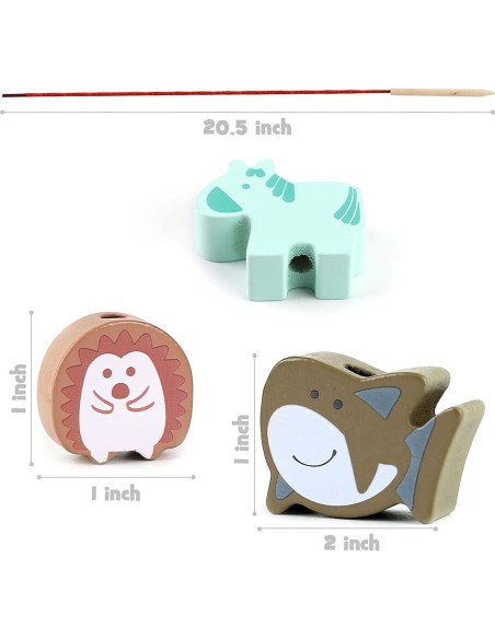 LovesTown 67 Perlas de Enhebrar de Madera para Niños