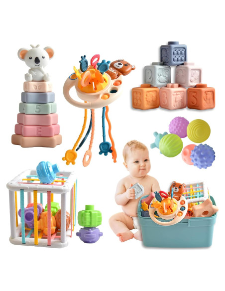 Conjunto de Juguetes Montessori 6 en 1 para Bebés 0-24 Meses