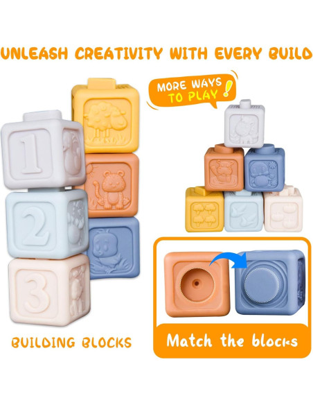 Conjunto de Juguetes Montessori 6 en 1 para Bebés 0-24 Meses