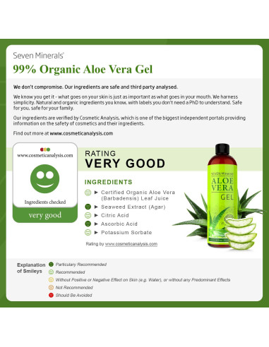 Gel de Aloe Vera Orgánico Seven Minerals 56.7g - Sin Fragancia