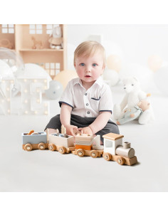 Juguete de tren de madera Boss - Apilamiento y clasificación 1-3 años 2