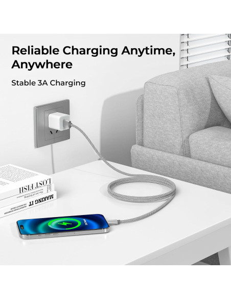 Cargador USB Tipo C Basesailor 6.6FT 2Pack Carga Rápida Cargador USB Tipo C Basesailor 6.6FT 2Pack Carga Rápida