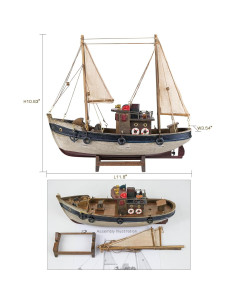 Modelo de Barco de Pesca de Madera SAILINGSTORY 29.97x26.99cm 2