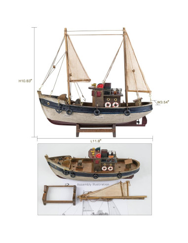 Modelo de Barco de Pesca de Madera SAILINGSTORY 29.97x26.99cm