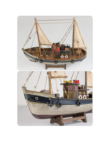 Modelo de Barco de Pesca de Madera SAILINGSTORY 29.97x26.99cm