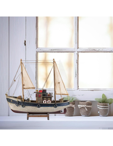Modelo de Barco de Pesca de Madera SAILINGSTORY 29.97x26.99cm