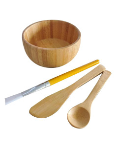 Juego de Cuencos de Madera para Máscara Facial HLYYCC - 4 Piezas