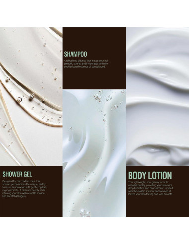 Set de Baño para Hombres BODY & EARTH - Sándalo - Gel, Champú y Loción