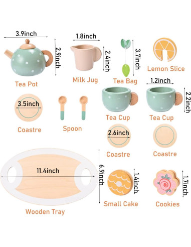 Juego de té de madera 15 piezas MONT PLEASANT para niños