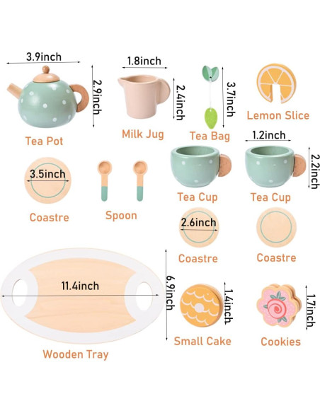 Juego de té de madera 15 piezas MONT PLEASANT para niños