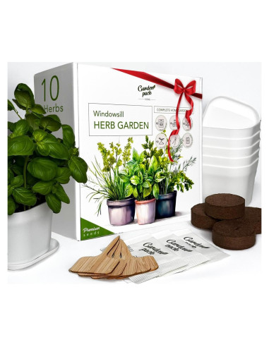 Kit de Jardín de Hierbas 10 Especies - Macetas y Suelo