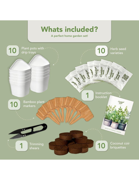 Kit de Jardín de Hierbas 10 Especies - Macetas y Suelo