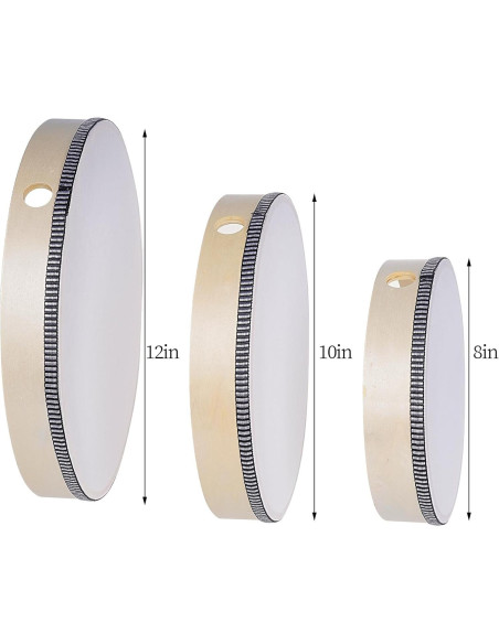 Nydotd Set de 3 Tambores de Mano de Madera 30.48 cm 25.4 cm 20.32 cm