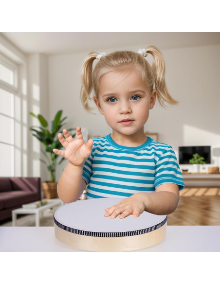 Nydotd Set de 3 Tambores de Mano de Madera 30.48 cm 25.4 cm 20.32 cm