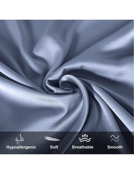 Funda de Almohada de Seda SIYUAN Cuerpo Azul Grisáceo Suave
