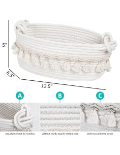Cesta Tejida Followarm Blanca 31.75x16.51x12.7 cm Decorativa 2