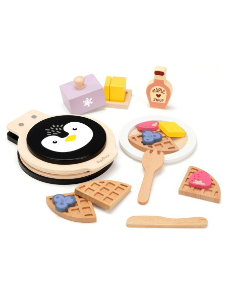 Juego de Comida de Waffle de Madera PairPear para Niños Juego de Comida de Waffle de Madera PairPear para Niños