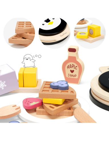 Juego de Comida de Waffle de Madera PairPear para Niños