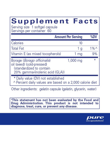 Aceite de Borraja Pure Encapsulations 60 Cápsulas Blandas