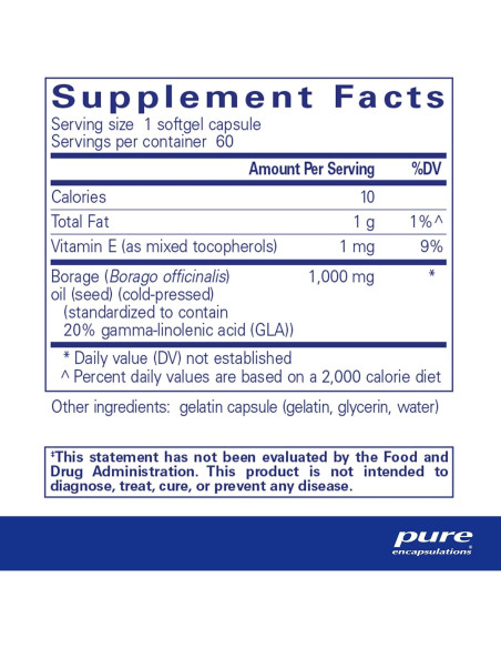 Aceite de Borraja Pure Encapsulations 60 Cápsulas Blandas