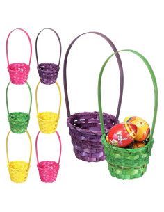 8 Mini Cestas de Pascua de Bambú SEEWEY - 17 cm Altura
