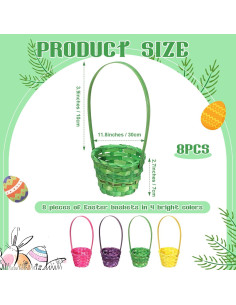 8 Mini Cestas de Pascua de Bambú SEEWEY - 17 cm Altura 2