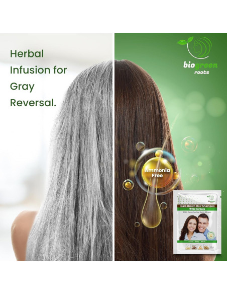 Champú Herbal Biogreen Roots Marrón Oscuro 20 sobres 25ml