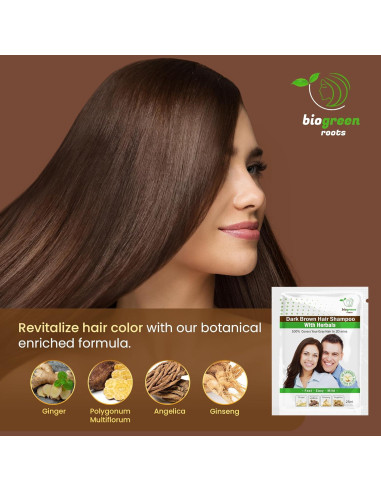 Champú Herbal Biogreen Roots Marrón Oscuro 20 sobres 25ml