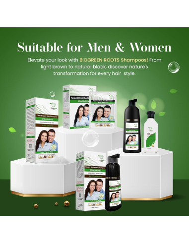 Champú Herbal Biogreen Roots Marrón Oscuro 20 sobres 25ml