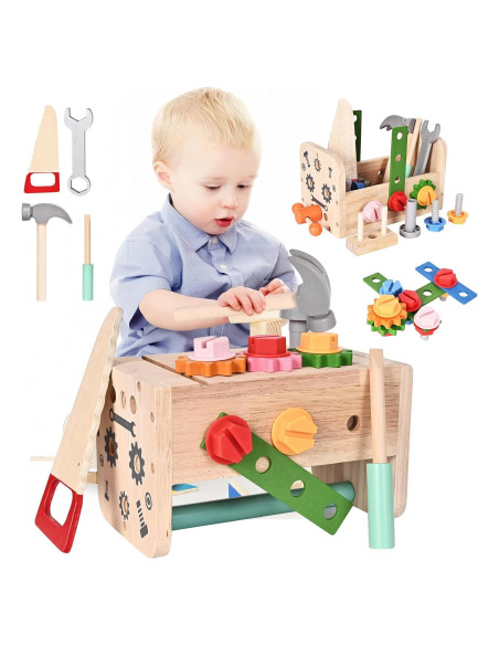 Juego de Herramientas de Madera 38 PCS Montessori para Niños