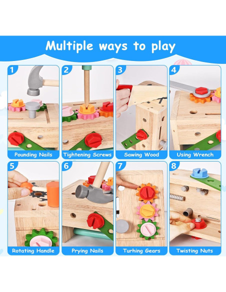 Juego de Herramientas de Madera 38 PCS Montessori para Niños