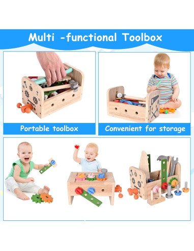 Juego de Herramientas de Madera 38 PCS Montessori para Niños