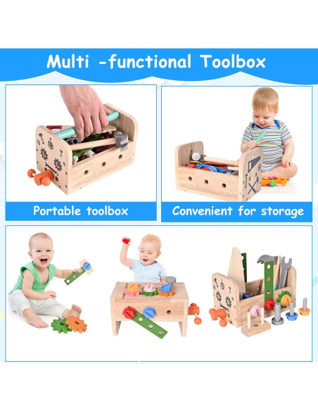 Juego de Herramientas de Madera 38 PCS Montessori para Niños