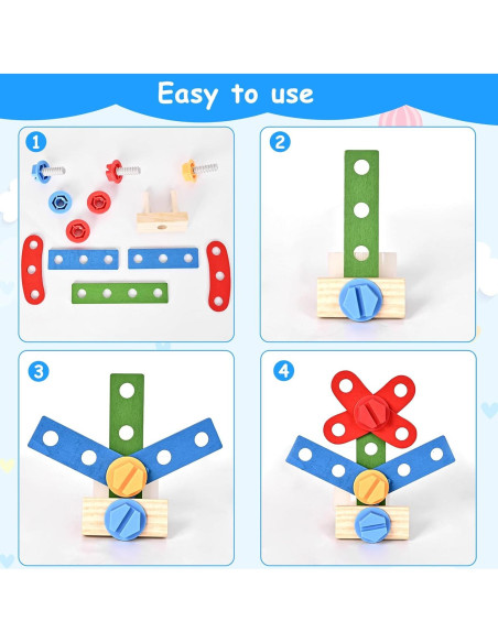 Juego de Herramientas de Madera 38 PCS Montessori para Niños