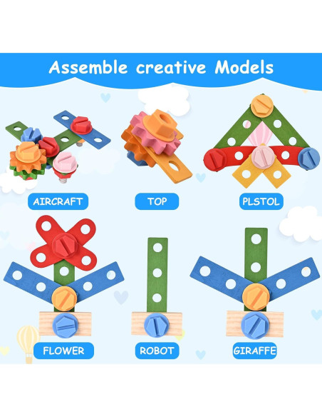 Juego de Herramientas de Madera 38 PCS Montessori para Niños