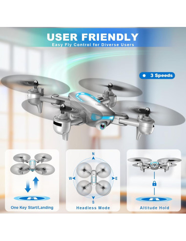 Drone REDRIE JY02 Plegable con Cámara 1080P y 2 Baterías