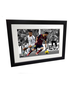 Foto Autografiada Lionel Messi y Cristiano Ronaldo en Marco