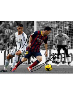 Foto Autografiada Lionel Messi y Cristiano Ronaldo 12x8 A4 2