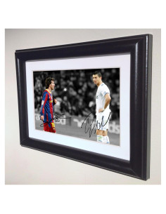 Foto Autografiada Lionel Messi y Cristiano Ronaldo en Marco