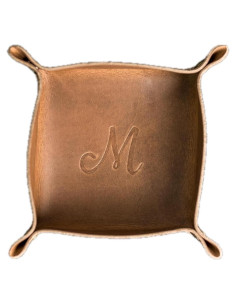 Bandeja de cuero personalizada Ox & Pine 19 cm cuadrada café