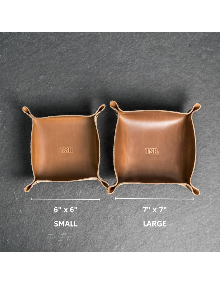 Bandeja de cuero personalizada Ox & Pine 19 cm cuadrada café