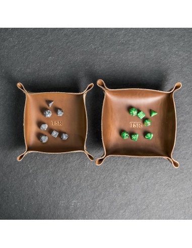 Bandeja de cuero personalizada Ox & Pine 19 cm cuadrada café