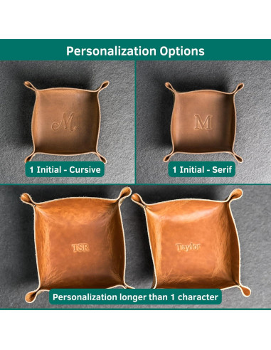 Bandeja de cuero personalizada Ox & Pine 19 cm cuadrada café
