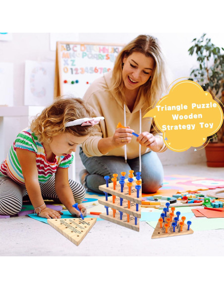 Juego de Clavos Triangular de Madera Feradny 54 Piezas