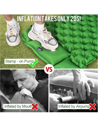 Almohadilla Inflable WANNTS para Camping 195.5x63.5cm Verde